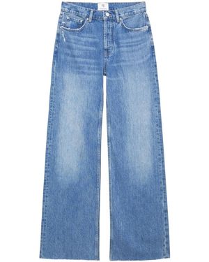 Anine Bing Hugh Logo-Patch Wide-Leg Jeans - Blue