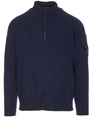 C.P. Company Pullover Mit Logo-Patch - Blau