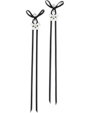 Simone Rocha Crystal-Embellished Satin-Bow Drop Earrings - White