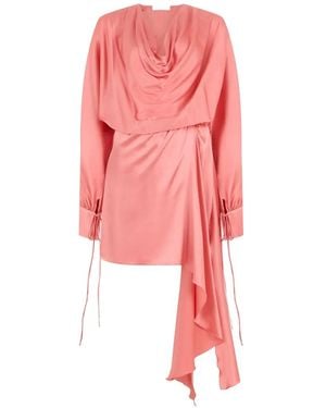 LES FILLES D'EVA Draped Cowl-Neck Dress - Pink