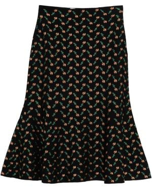 McQueen Floral Jacquard Midi Skirt - Black