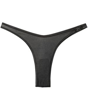 Palm Angels Slip Bikini Con Placca Monogramma - Nero