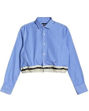 HOMMEGIRLS Striped-Pattern Cropped Shirt - Blue