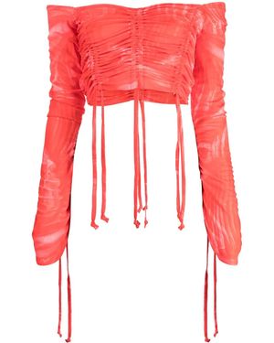 CANNARI CONCEPT Haut Crop Plissé - Rouge