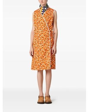 Miu Miu Poplin Wrap Dress - Orange