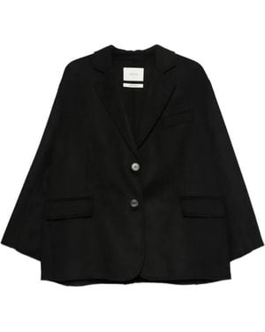 ViCOLO Notched-Lapels Single-Breasted Coat - Black