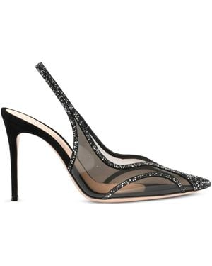 Gianvito Rossi 70Mm Brenda Embellished Heeled Court Shoes - Metallic
