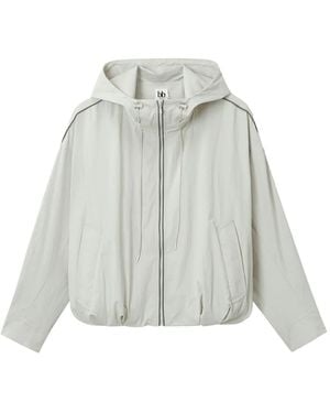 B+ AB Hooded Piped-Trim Jacket - White