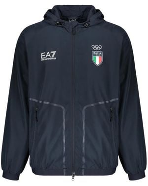 EA7 Hooded Windbreaker Jacket - Blue