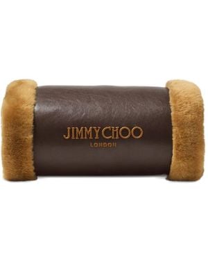 Jimmy Choo Shearling-Trim Leather Hand Warmer Bag - Brown