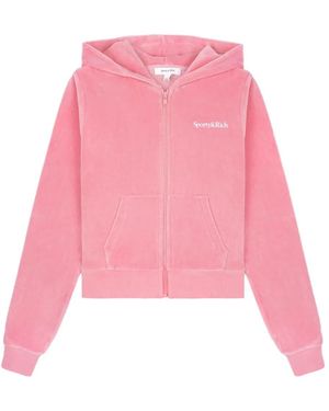Sporty & Rich ジップアップ スウェットパーカー - ピンク
