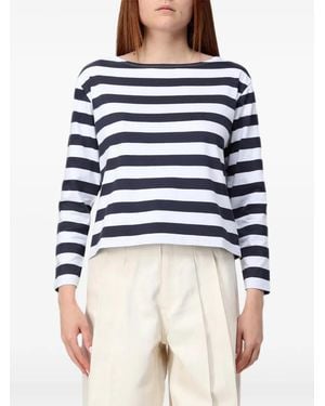 Theory Horizontal-Stripe Long-Sleeve T-Shirt - Blue