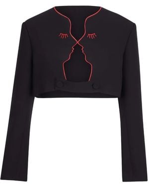 Vivetta Face-Detail Cropped Jacket - Black