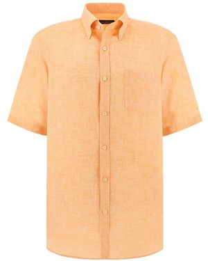 Paul & Shark Short Sleeve Linen Shirt - Orange
