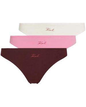 Karl Lagerfeld Tangas mit Logo-Detail (3er-Set) - Lila