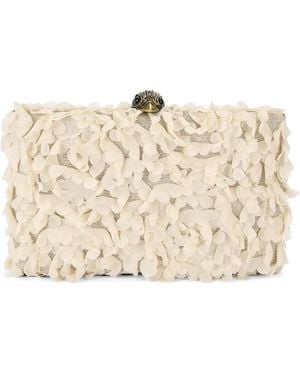 Kurt Geiger Floral Appliqué Eagle Head Clutch Bag - Natural