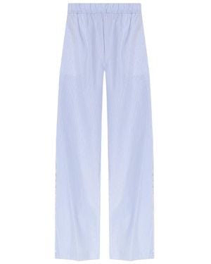 LoveShackFancy Striped-pattern lace-trimmed trousers - Azul