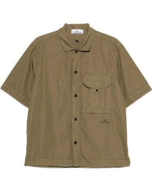 Stone Island 1100026 Cotton Nylon Micro Ripstop Shirt - Green