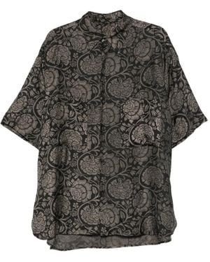 Uma Wang Chemise Teorya À Fleurs - Grey