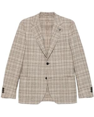 Lardini Checked Two-Button Blazer - Natural