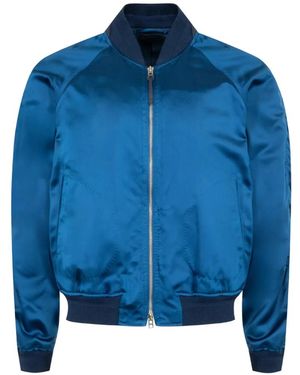 Tom Ford Structured Satin Bomber Jacket - Blue