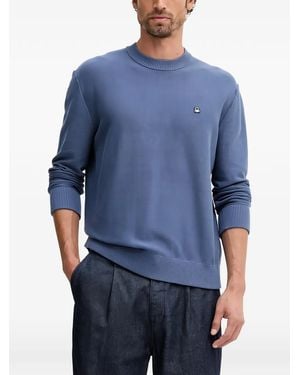 Benetton Logo Round-Neck Jumper - Blue