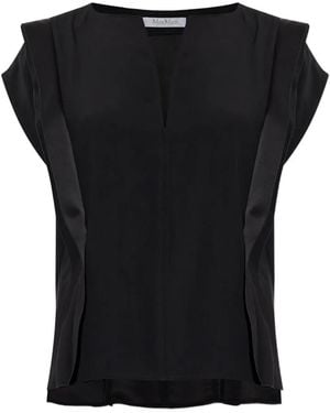 Max Mara V-Neck Panel Blouse - Black