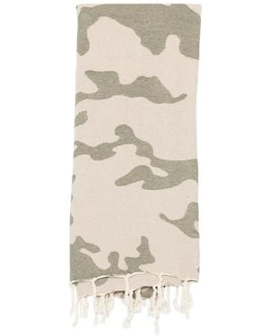 MC2 Saint Barth Camouflage-Pattern Fringed Beach Towel - Natural
