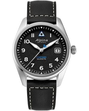 Alpina Startimer Pilot Solarmetre 38Mm Watch - Black