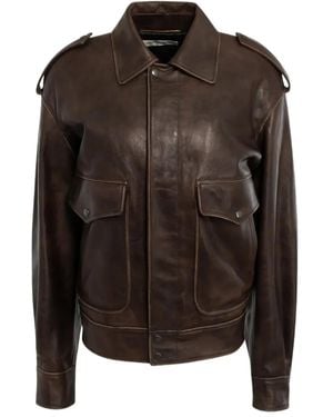 Saint Laurent Flap-Pockets Leather Jacket - Black