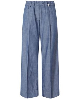 Myths Elasticated-Waistband Straight Trousers - Blue