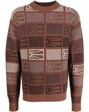 Rassvet (PACCBET) Intarsia-Knit Ribbed-Trim Jumper - Brown