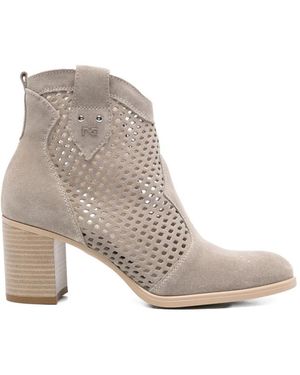 Nero Giardini Cut-Out Suede Ankle Boots - White
