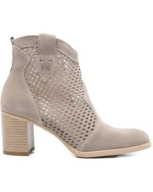 Nero Giardini Cut-Out Suede Ankle Boots - White