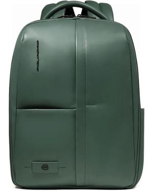 Piquadro Sac À Dos En Cuir À Fermeture Zippée - Vert