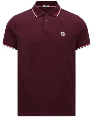 Moncler Poloshirt mit Logo-Patch - Rot