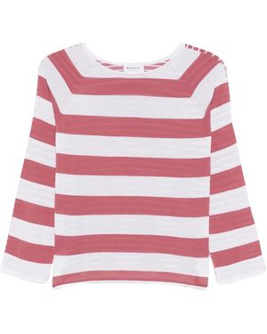 AROVESCIO Striped-Pattern T-Shirt - Red