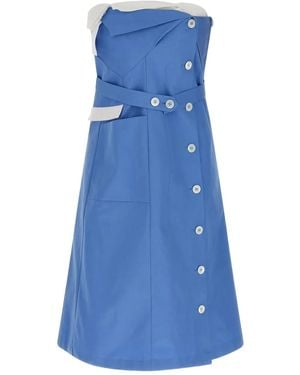 Miu Miu Vestido Midi Palabra De Honor - Azul