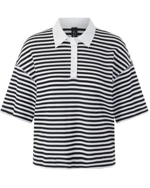 Marc Cain Striped Polo Shirt - White