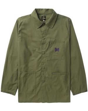 Needles Embroidered Cotton Shirt Jacket - Green