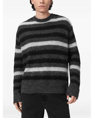 AllSaints Gebürsteter Gestreifter Sammie Pullover - Schwarz