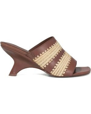 Jonathan Simkhai Shadow Wedge-Sandalen mit Raffiabast 75mm - Braun