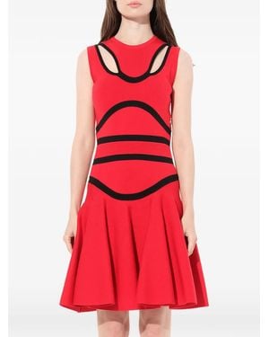 McQueen Cut-Out Intarsia-Knit Mini Dress - Red