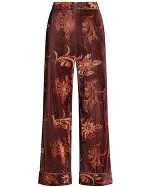 Maliparmi Floral-Print Velvet Trousers - Red