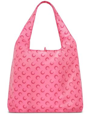 Marine Serre Self-Folding Handbag With Integrated Pouch And Moon Logo - Pink