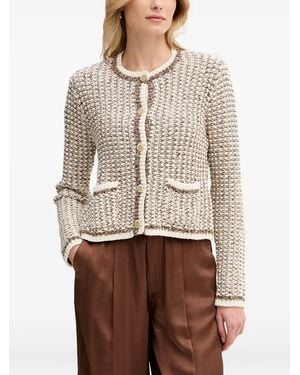 Pedro Del Hierro Madrid Textured-Knit Button-Up Cardigan - Natural