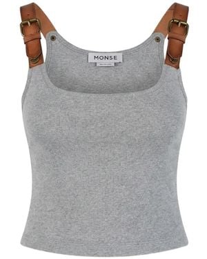 Monse Leather-Strap Tank Top - Grey