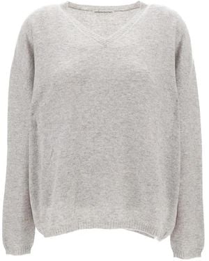#MSM Maglione A Coste Con Scollo A V - Grigio