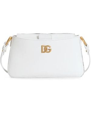 Dolce & Gabbana Logo-Plaque Shoulder Bag - White