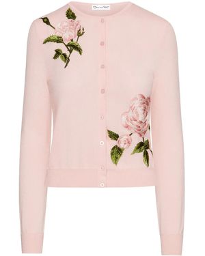 Oscar de la Renta Cardigan English Rose Thread - Rosa